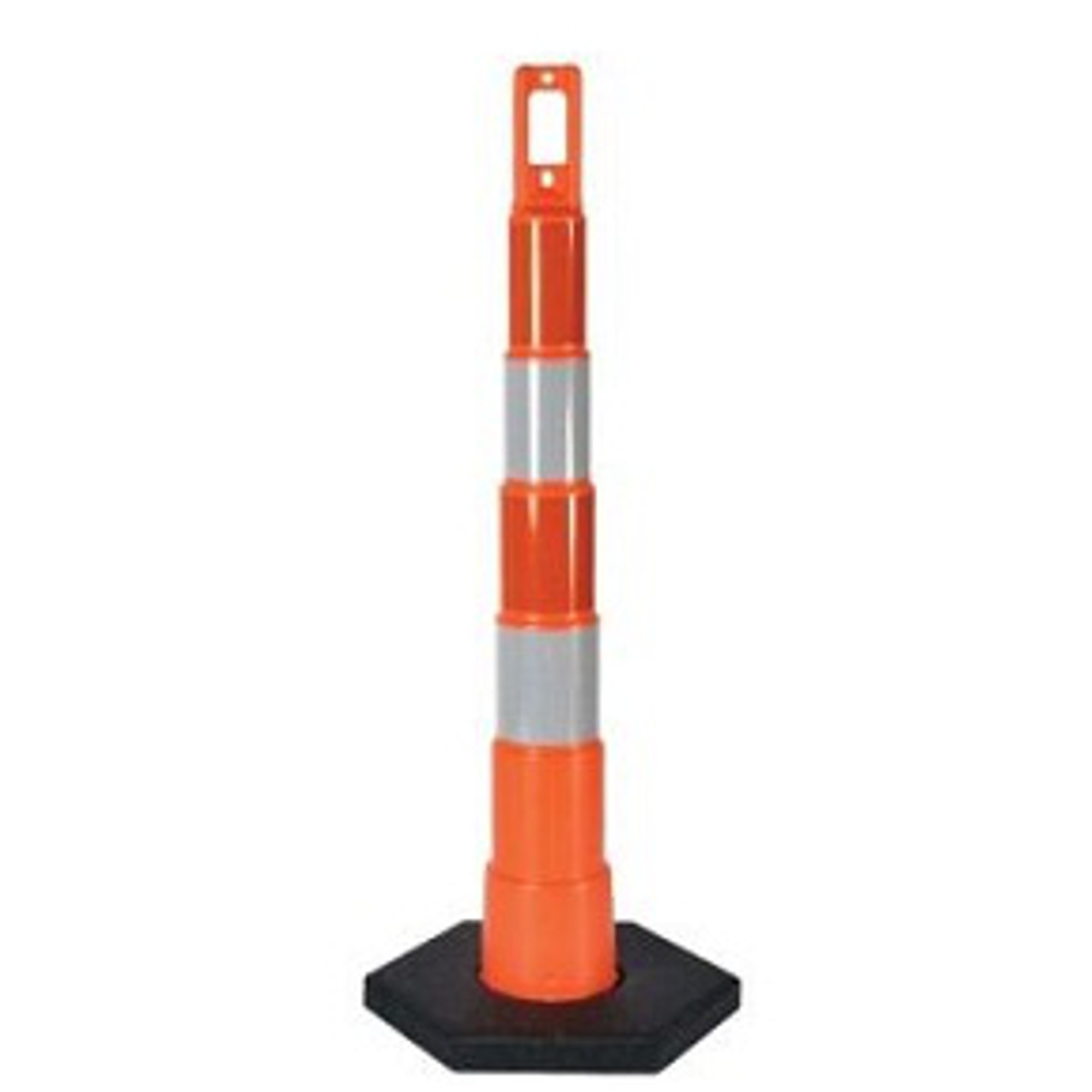 Eastern Metal, 42in. Stackable Ring Top Channelizer with Reflective Bands, Height 42 in, Width 8 in, Model# RT-7100-755104